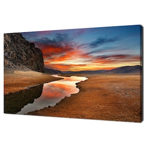 Colourful Sunrise In Mongolian Desert Wilderness Modern Landscape Design Home Decor Canvas Print Wall Art Picture Wall Hanging