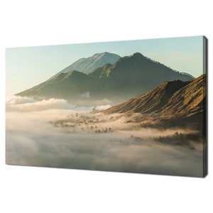 Sunrise View Of Mount Batur In Bali Low Clouds Modern Design Decor Canvas Print Wall Art Picture