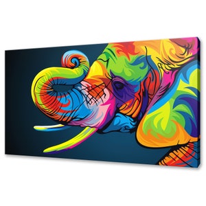 Elephant Colourful Abstract Animal Modern Design Home Decor Animal Pet Canvas Print Wall Art Wall Hanging