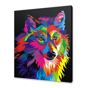 Colourful Abstract Wolf Modern Design Home Decor Canvas Print Wall Art Picture