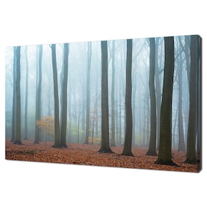 Misty Autumn Forest Fallen Leaves Landscape Modern Design Home Decor Canvas Print Wall Art Picture Wall Hanging