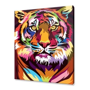 Colourful Abstract Tiger Portrait Modern Design Pet Home Decor Canvas Print Wall Art Picture