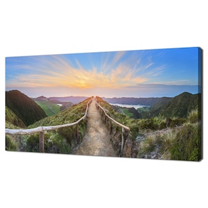 Mountain Landscape With Hiking Trail And Lakes Portugal Modern Design Home Decor Canvas Print Wall Art Picture