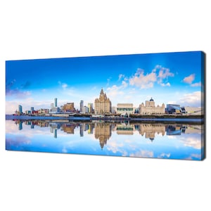 Panoramic View Of Liverpool Waterfront Cityscape Modern Design Decor Canvas Print Wall Art Picture