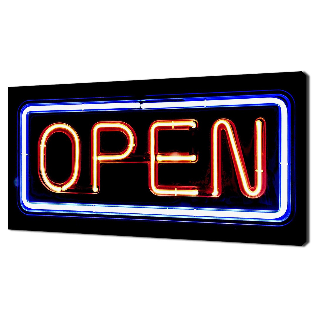 Open Pub Sign Neon Open Sign Restaurant Pub Bar Modern Design Home Decor Canvas Print ...