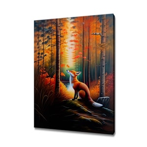 Cute Red Ginger Fox In The Forest Animal Modern Design Kids Room Decor Canvas Print Wall Art Picture