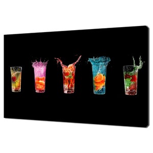 Colourful Coctails Drinks Glasses Kitchen Modern Design Home Decor Canvas Print Wall Art Picture