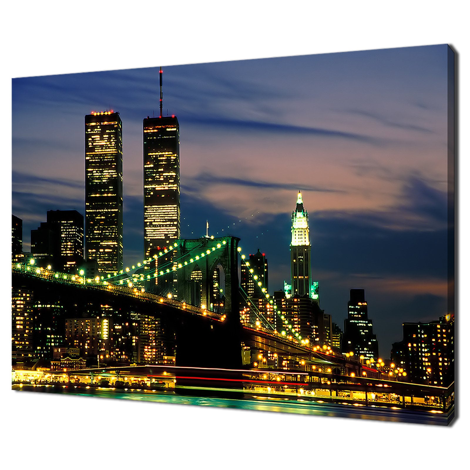 New York City Brooklyn Bridge Iconic Twin Towers Manhattan Skyline