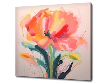 Tulip Flower Painting Style Canvas Print Wall Art, Modern Floral Design Home Decor, Botanical Flowers Wall Art, Gift For Flowers Lover