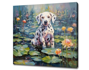 Süßer Dalmatiner Hund, Tier Leinwand Druck, Geschenk für Dalmatiner Hunde-Liebhaber, Bunter Hund Porträt Gemälde Druck, Dalmatiner Hund Haustier Wandkunst