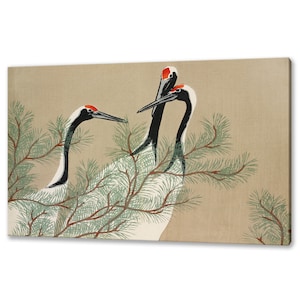 Cranes From Momoyogusa, Flowers Of A Hundred Generations (1909) by Kamisaka Sekka Reproduction Modern Home Decor Canvas Print Wall Art