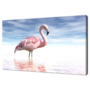 Beautiful Flamingo Bird Standing In The Sea Modern Design Home Decor Canvas Print Wall Art Picture