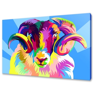 Colourful Ram Animal Modern Design Home Decor Canvas Print Wall Art Picture Wall Hanging