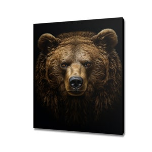 Portrait Of Brown Bear Animal Canvas Print, Bear Home Decor, Gift For Bear Lover, Bear Wall Art Decor Print, Artwork For Nature Lovers