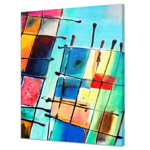 Colourful Abstract Geometric Painting Style Modern Design Canvas Print Home Decor Wall Art