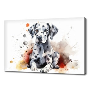 Dalmatian Cute Puppy Dog Watercolour Canvas Print Art, Modern Design Home Decor, Animal Pet Canvas Print Wall Art, Gift For Dog Lover