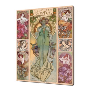 Alphonse Mucha Leslie Carter Collage Art Nouveau Riproduzione Stile Moderno Stampa su Tela Immagine da Parete