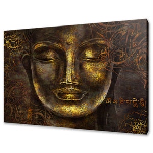 Beautiful Gold Buddha Ethnic Religious Modern Design Home Decor Canvas Print Wall Art Picture