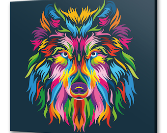 Abstract Wolf Colourful Animal Modern Design Home Decor Canvas Print Wall Art Picture Wall Hanging