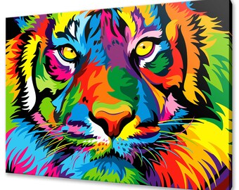 Colourful Tiger Abstract Animal Modern Design Home Decor Pet Canvas Print Wall Art Picture