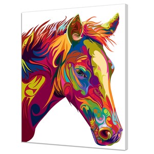 Colourful Abstract Horse Portrait Animal Modern Design Canvas Print Home Decor Wall Art Wall Hanging Picture
