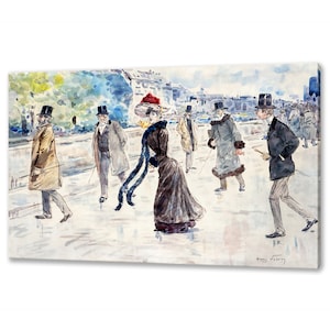 Along The Seine (1854–1907) by Henry Somm Reproduction French Impressionism Canvas Print Wall Art Picture Ready To Hang