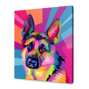 Colourful German Shepherd Dog Abstract Modern Design Home Decor Canvas Print Wall Art Picture