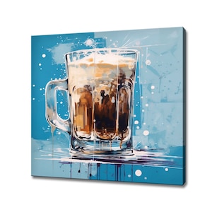 Irish Coffee Alcoholic Drink Glass Watercolour Splash Canvas Print, Kitchen Modern Art, Home Restaurant Bar Decor Picture Wall Hanging