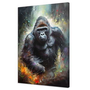 Colourful Silverback Gorilla Animal Modern Painting Style Design Home Decor Canvas Print Wall Art Picture