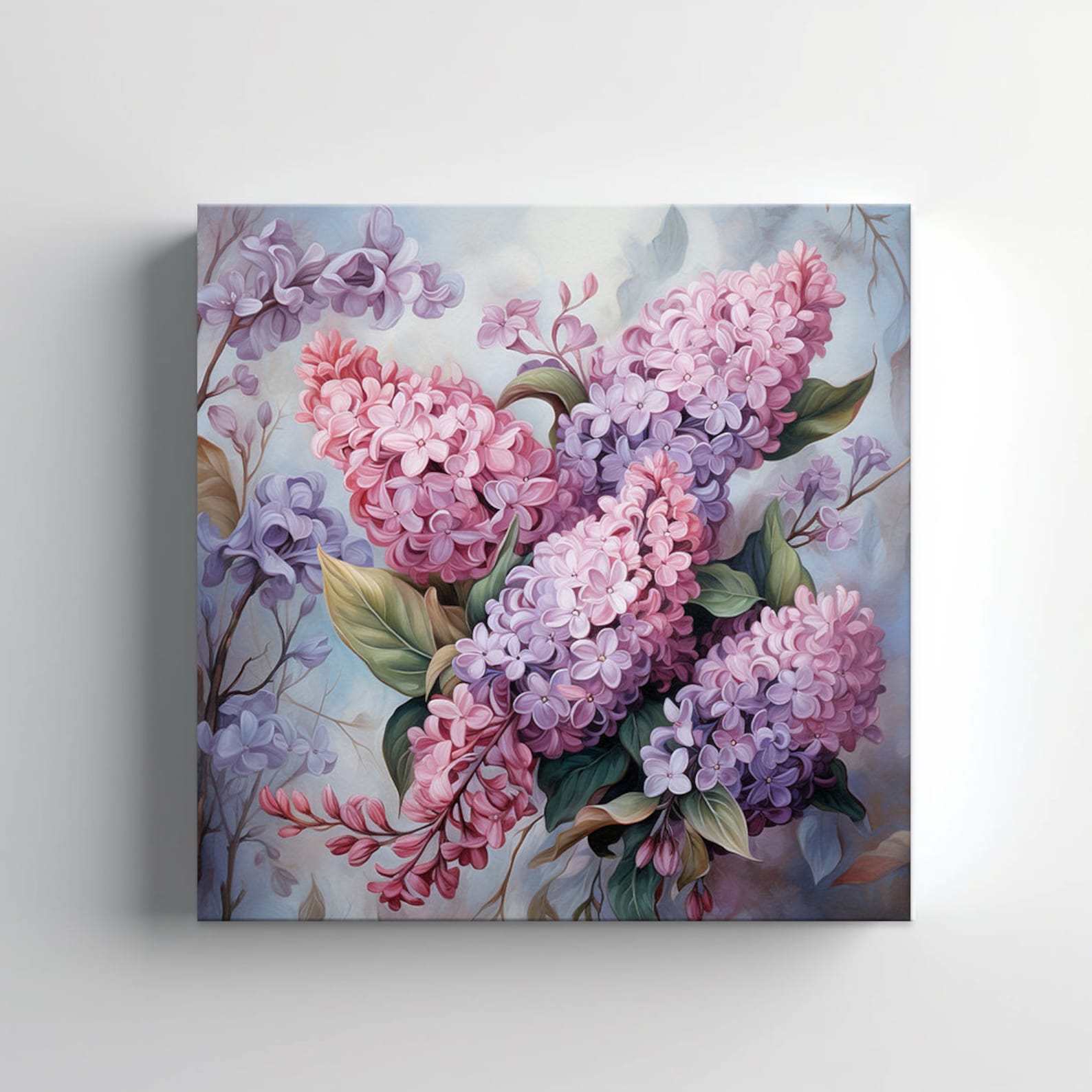 Pink Purple Lilac Flowers Canvas Print Wall Art, Modern Floral Design ...