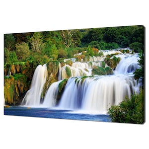 Beautiful Silky Waterfalls In Thailand Green Forest Modern Design Home Decor Canvas Print Wall Art Picture Wall Hanging