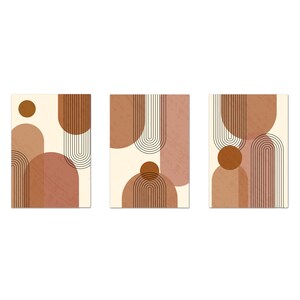 Abstract Boho Art Prints, Neutral Wall Art, Geometric Wall Art, Brown Beige Set Of 3 Prints Modern Canvas Print Wall Art Home Decor