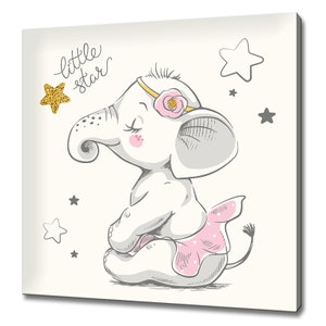 Cute Elephant Ballerina Girls Kids Room Modern Design Canvas Print Wall Art Picture
