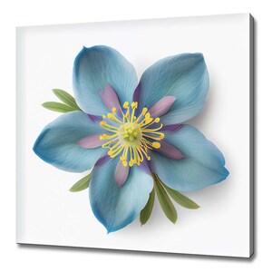 Colorado Blue Columbine Flower Modern Floral Design Home Decor Canvas Print Wall Art Picture