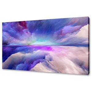 Purple Blue White Painting Dreamy Clouds Abstract Modern Design Home Decor Canvas Print Wall Art Picture