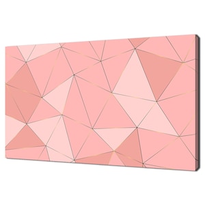 Pink Golden Geometric Triangles Abstract Minimalism Modern Design Home Decor Canvas Print Wall Art Picture