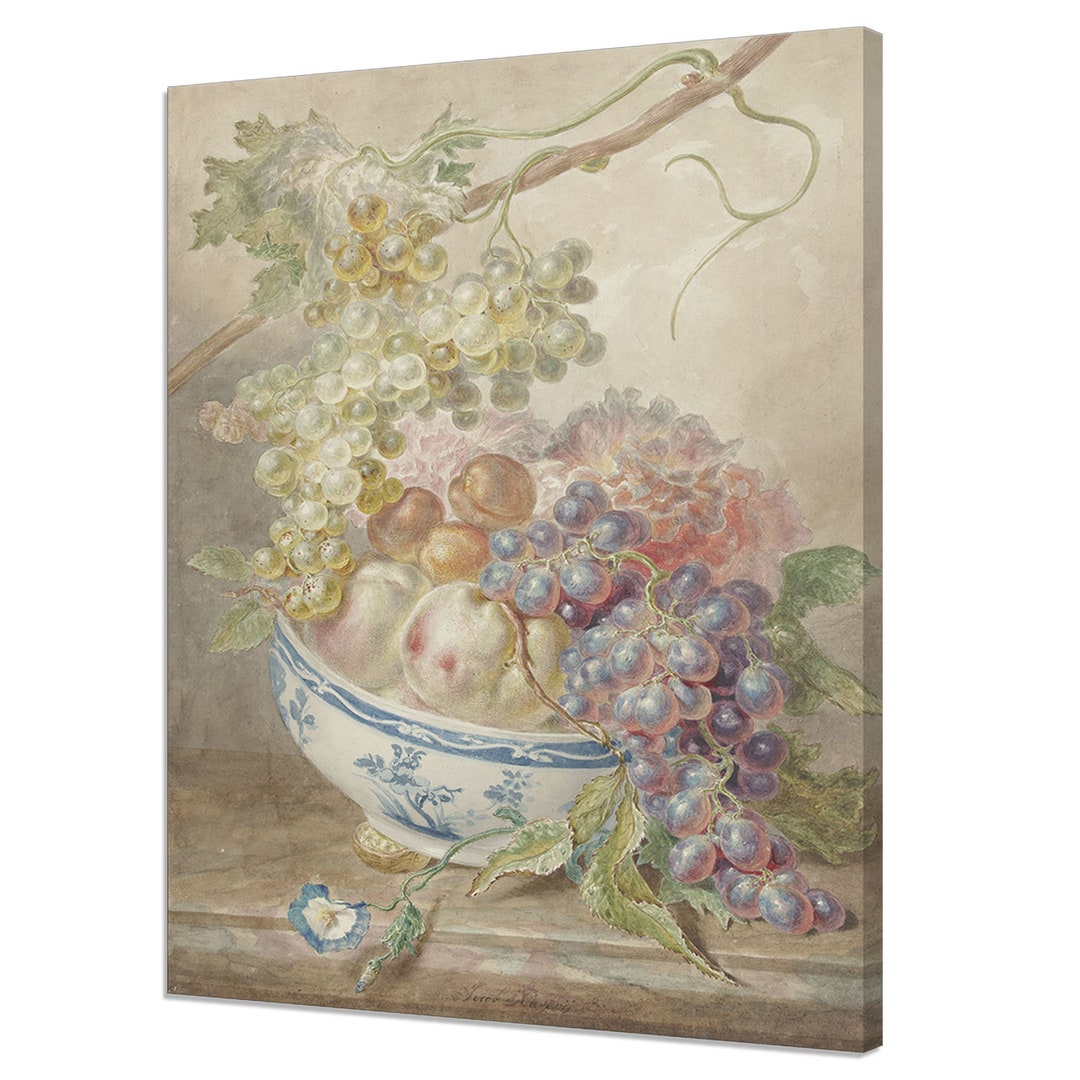 Still Life Bowl With Fruits, Victorian Fine Art Print, Vintage Oil ...