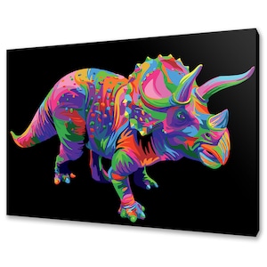 Colourful Styracosaurus Dinosaur Abstract Animal Modern Design Home Decor Pet Canvas Print Wall Art Picture