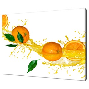 Oranges Fruits Splashing In The Orange Juice Kitchen Modern Design Home Decor Canvas Print Wall Art Picture