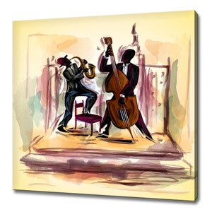 Jazz Band Musicians Players Modern Design Home Decor Canvas Print Wall Art Picture
