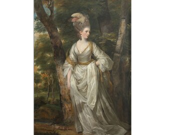 Beautiful Romantic Female Portrait Painting Print, Vintage Painting Canvas Print, Antique Female Portrait Fine Art, 17th Century Portrait