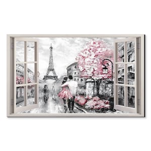 Acquista Retro di grandi dimensioni pittura ad olio stampato tela poster  Vista della strada di Parigi Paesaggio coppie Quadri da parete per  l'arredamento del soggiorno