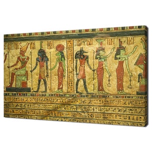 Ancient Egyptian Papyrus With Hieroglyphs And Painting Modern Design Decor Canvas Print Wall Art Picture
