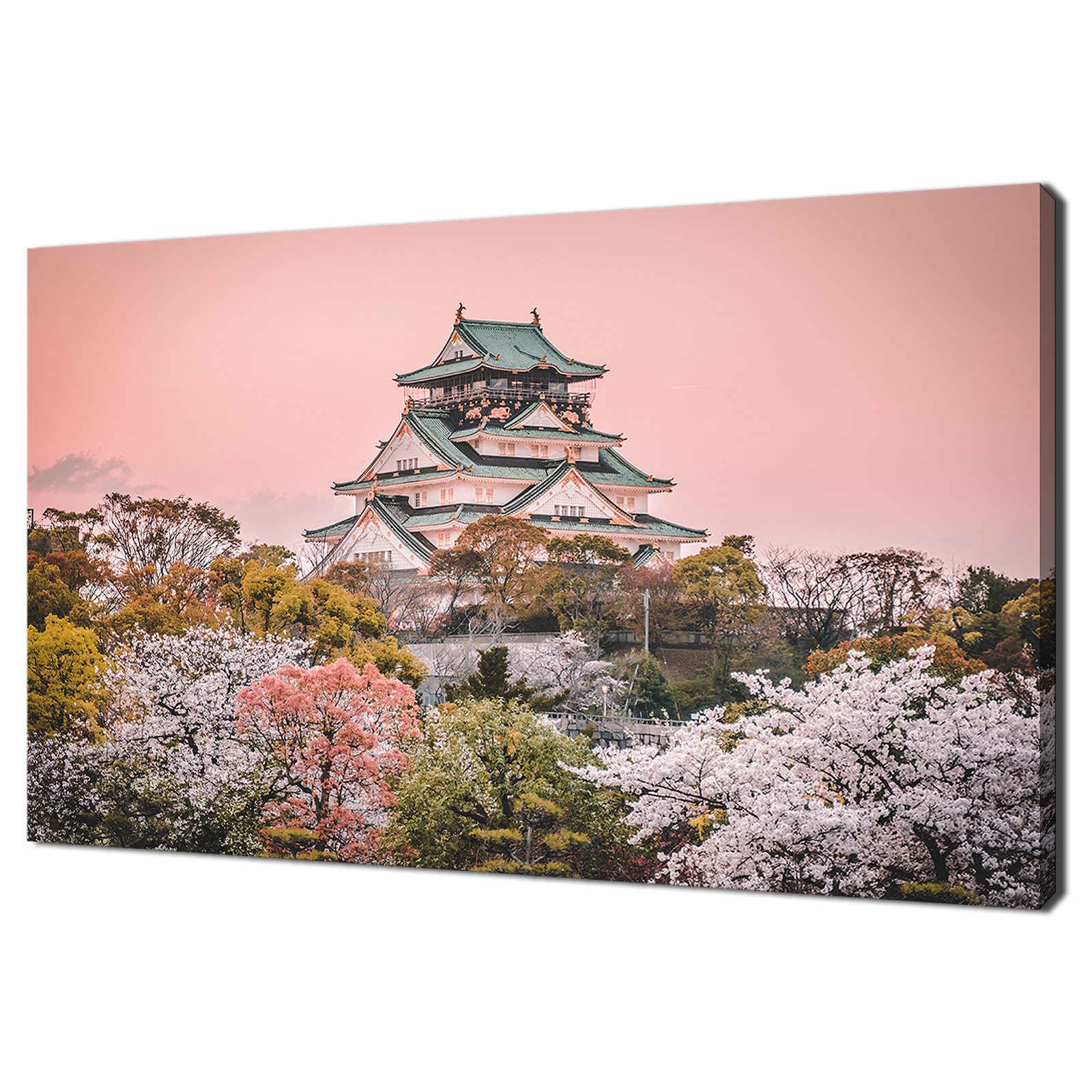Japanischer Osaka-Schloss Hintergrund Aus Vinyl – Rosa Kirschblüten, 2,2x1,5 M – Für Fotos & Partys