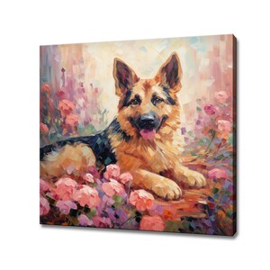 German Shepherd Puppy Animal Canvas Print, Gift For German Shepherd Dog Lover, Colourful Dog Portrait Painting Print, Dog Pet Wall Art