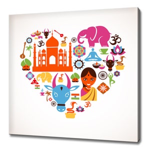 Symbolen Kaart van India Abstract Modern Design Woondecoratie Doek Wall Art Foto