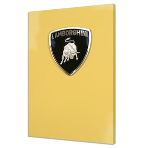Yellow Sport Car Lamborghini Logo Modern Design Canvas Print Wall Art Picture Ready To Hang