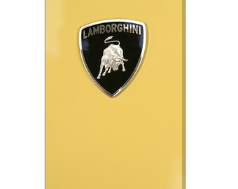 Yellow Sport Car Lamborghini Logo Modern Design Canvas Print Wall Art Picture Ready To Hang