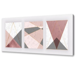 Marble Geometric Shapes Pink Grey Abstract Modern Design Home Decor Canvas Print Wall Art Picture