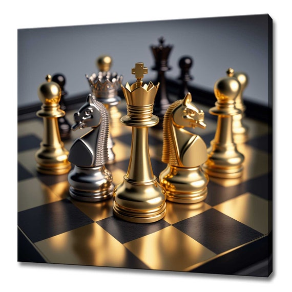 Piezas del ajedrez doradas Stock Photo